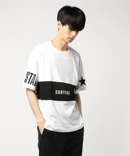 CONVERSE(コンバース)の「∴WEGO/CONVERSE別注切替Tシャツ(Tシャツ/カットソー・メンズ・ライトピンク/マスタード/ホワイト/トリコロール・MEDIUM/LARGE)」の11枚目の写真