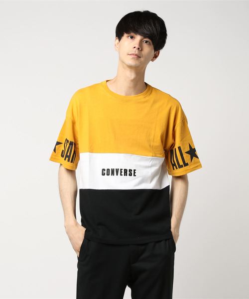 CONVERSE(コンバース)の「∴WEGO/CONVERSE別注切替Tシャツ(Tシャツ/カットソー・メンズ・ライトピンク/マスタード/ホワイト/トリコロール・MEDIUM/LARGE)」の10枚目の写真