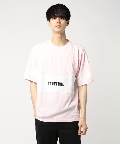 CONVERSE(コンバース)の「∴WEGO/CONVERSE別注切替Tシャツ(Tシャツ/カットソー・メンズ・ライトピンク/マスタード/ホワイト/トリコロール・MEDIUM/LARGE)」の9枚目の写真