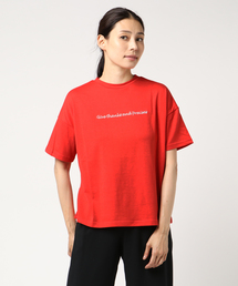 英字ロゴ刺繍ボックスシルエットシンプルTシャツ