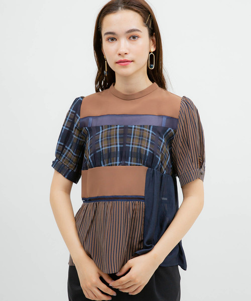 UNITED TOKYO(ユナイテッドトウキョウ)の「ブロックチェックブラウス(シャツ/ブラウス・レディース・パープル/ネイビー・1)」の4枚目の写真