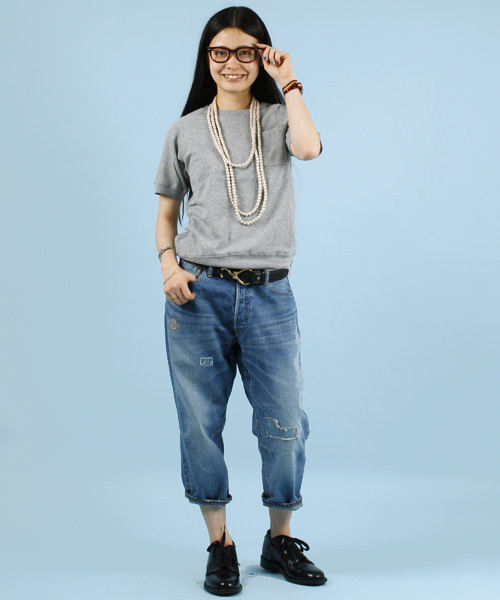 BEAMS BOY（ビームスボーイ）の「○S.ﾐﾆ裏毛ﾎﾟｹ付CR（スウェット・レディース・ライトグレー/ネイビー/その他1・ONE SIZE）」の12枚目の写真