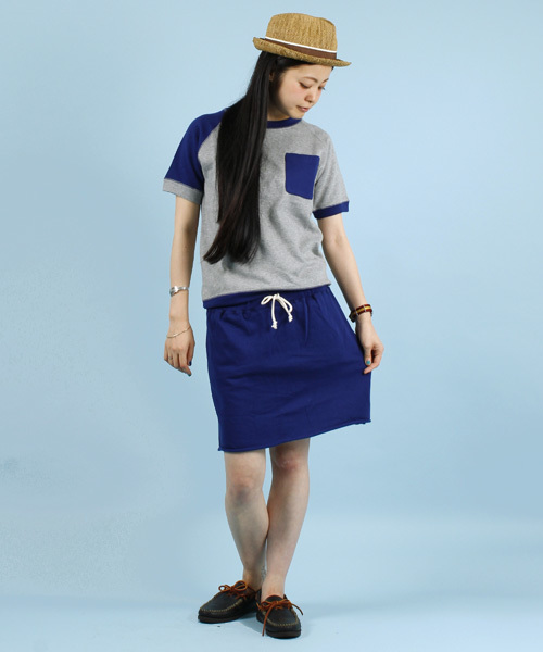 BEAMS BOY（ビームスボーイ）の「○S.ﾐﾆ裏毛ﾎﾟｹ付CR（スウェット・レディース・ライトグレー/ネイビー/その他1・ONE SIZE）」の13枚目の写真