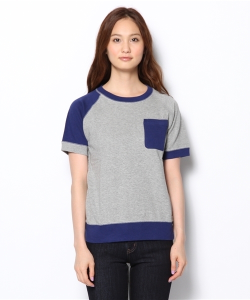 BEAMS BOY（ビームスボーイ）の「○S.ﾐﾆ裏毛ﾎﾟｹ付CR（スウェット・レディース・ライトグレー/ネイビー/その他1・ONE SIZE）」の4枚目の写真