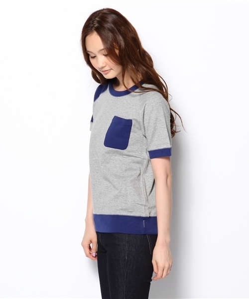 BEAMS BOY（ビームスボーイ）の「○S.ﾐﾆ裏毛ﾎﾟｹ付CR（スウェット・レディース・ライトグレー/ネイビー/その他1・ONE SIZE）」の5枚目の写真