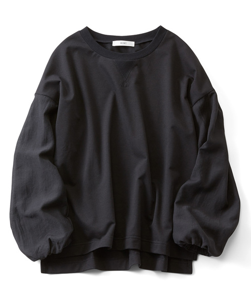 IEDIT（イディット）の「ＩＥＤＩＴ　異素材スリーブのデザインスウェットトップス（スウェット・レディース・ブラック/杢グレー・SMALL/MEDIUM/LARGE/X-LARGE/XX-LARGE）」の6枚目の写真