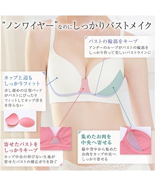 BRADELIS NEWYORK(ブラデリスニューヨーク)の「【'やみつきになる肌触り' 圧倒的なリピート率を誇るモモパンツと同じ生地を使用したノンワイヤーブラ】 桃ブラ(ブラジャー・レディース・ホワイト/ブラック/コーラルピンク/ピンクベージュ/ネイビー・B65/B70/C70/D70/B75/C65/C75/D65/D75/E65/E70/E75/F65/F70/F75)」の21枚目の写真