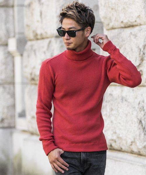 A.S.M（エーエスエム）の「コットンリブ編みタートルネックセーター（ニット/セーター・メンズ・チャコールグレー/ブラック/レッド/オフホワイト/カーキ/ワインレッド/杢グレー/キャメル・48/50）」の17枚目の写真