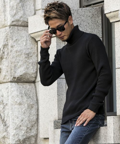 A.S.M（エーエスエム）の「コットンリブ編みタートルネックセーター（ニット/セーター・メンズ・チャコールグレー/ブラック/レッド/オフホワイト/カーキ/ワインレッド/杢グレー/キャメル・48/50）」の14枚目の写真