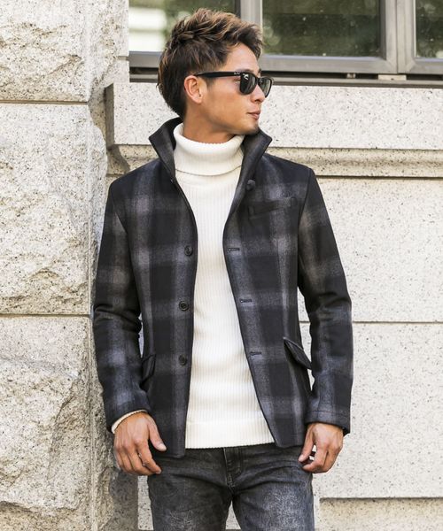 A.S.M（エーエスエム）の「コットンリブ編みタートルネックセーター（ニット/セーター・メンズ・チャコールグレー/ブラック/レッド/オフホワイト/カーキ/ワインレッド/杢グレー/キャメル・48/50）」の16枚目の写真