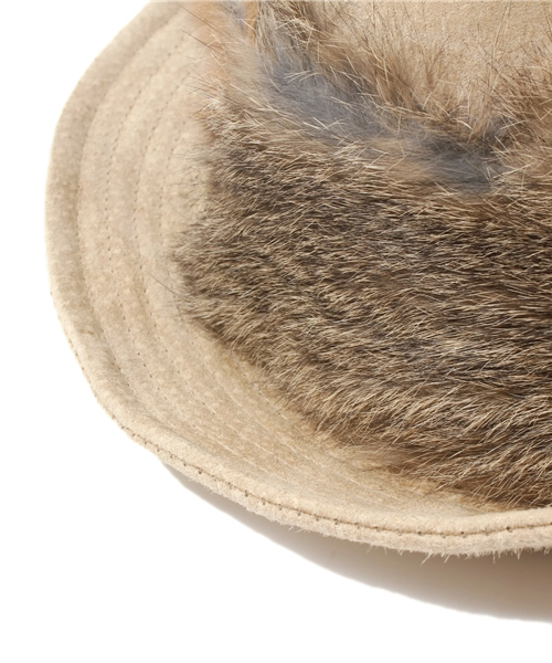 新品タグ付きgoaゴア茶ファー付ハット牛革スエード本皮革ca4la