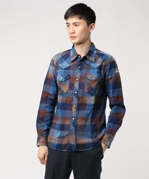 TMT（ティーエムティー）の「DOUBLE WING INDIGO CHECK SHIRTS（シャツ