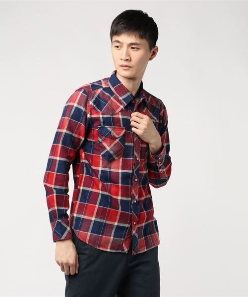 TMT（ティーエムティー）の「DOUBLE WING INDIGO CHECK SHIRTS（シャツ