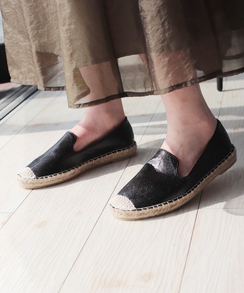 RiiiKa(リーカ)の「ジュートスリッポン【RiiiKa/リーカ】(スリッポン・レディース・ブラック/シルバー/レオパード/ストライプ/ドット/グレー/キャメル/ホワイト系その他/ブラック系その他/ブルーグレー/シルバー系その他/ブラック系その他2/グレー系その他/アイボリー/ブラック×ホワイト/ホワイト系その他2・LL/S/M/L)」の7枚目の写真