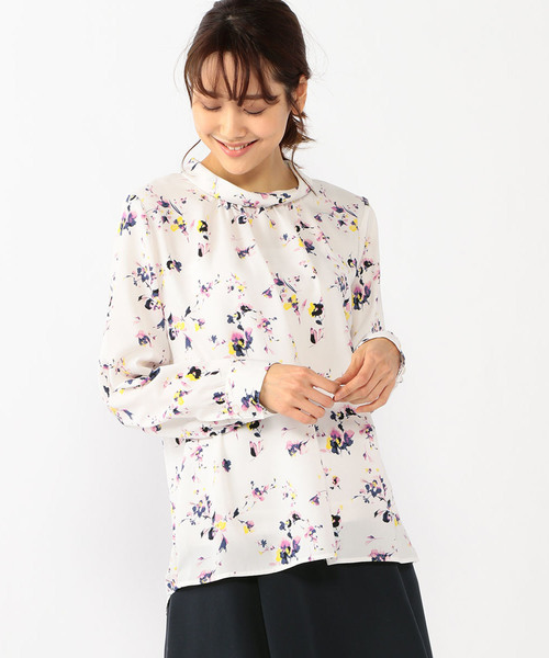 Petit Honfleur（プチオンフルール）の「花柄ロールネックブラウス（シャツ/ブラウス・レディース・ピンク/イエロー・11号/9号/13号）」の9枚目の写真