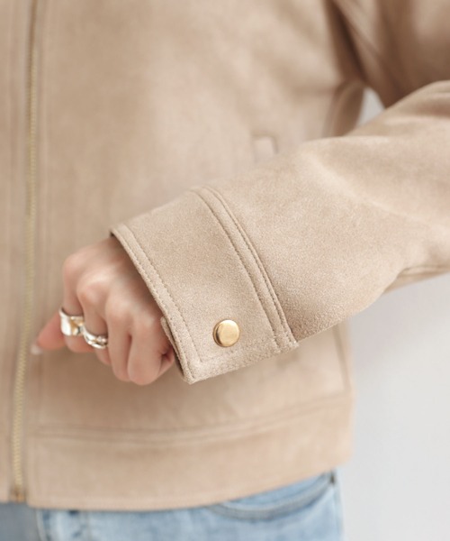 andme(アンドミー)の「フェイクスエードノーカラーライダースジャケット(ブルゾン・レディース・グレー系その他/ブラウン系その他/スミクロ/アイボリー・M/L)」の10枚目の写真