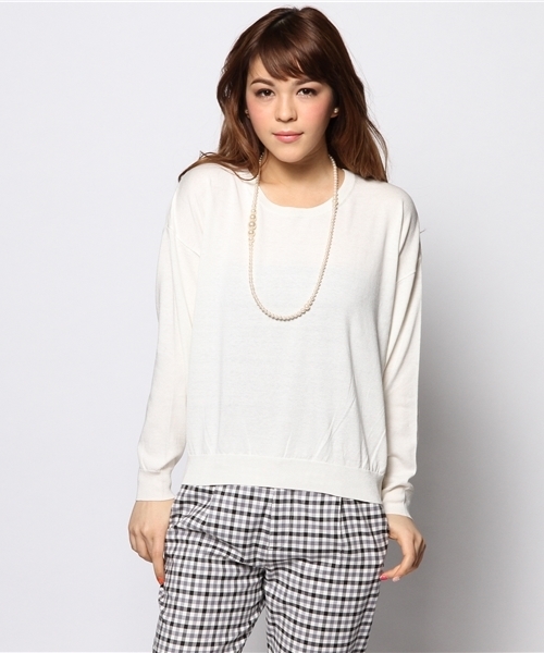 FREE'S SHOP（フリーズショップ）の「スーパーベーシックニット（ニット/セーター・レディース・ホワイト/ネイビー/ピンク/オレンジ・FREE）」の2枚目の写真