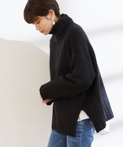 Chaco closet（チャコ クローゼット）の「タートルネックサイドスリットモチモチニット（ニット/セーター・レディース・ブラック/ベージュ/パープル/グレー/カーキ/アイボリー・FREE）」の3枚目の写真