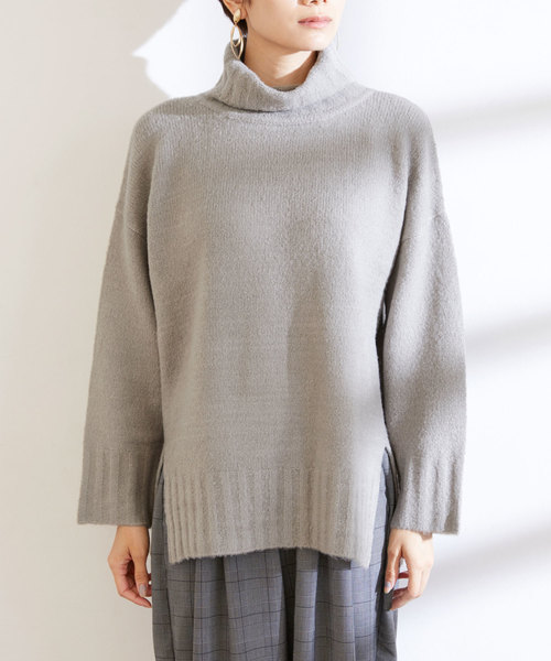 Chaco closet（チャコ クローゼット）の「タートルネックサイドスリットモチモチニット（ニット/セーター・レディース・ブラック/ベージュ/パープル/グレー/カーキ/アイボリー・FREE）」の7枚目の写真