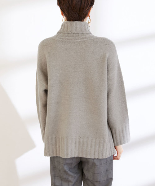 Chaco closet（チャコ クローゼット）の「タートルネックサイドスリットモチモチニット（ニット/セーター・レディース・ブラック/ベージュ/パープル/グレー/カーキ/アイボリー・FREE）」の9枚目の写真