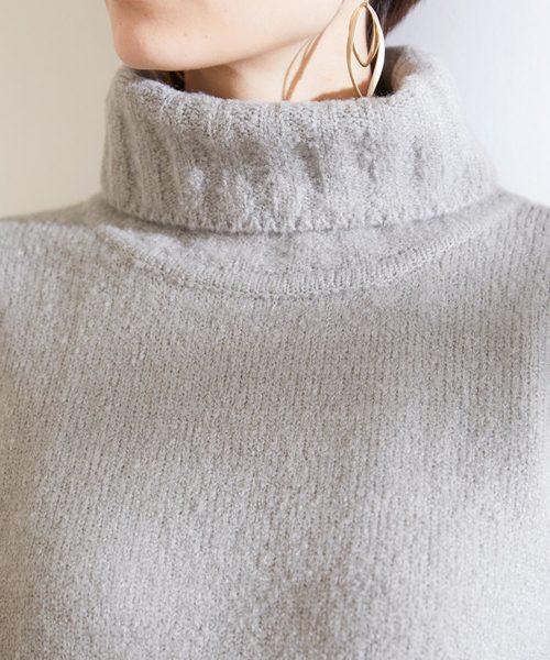 Chaco closet（チャコ クローゼット）の「タートルネックサイドスリットモチモチニット（ニット/セーター・レディース・ブラック/ベージュ/パープル/グレー/カーキ/アイボリー・FREE）」の10枚目の写真