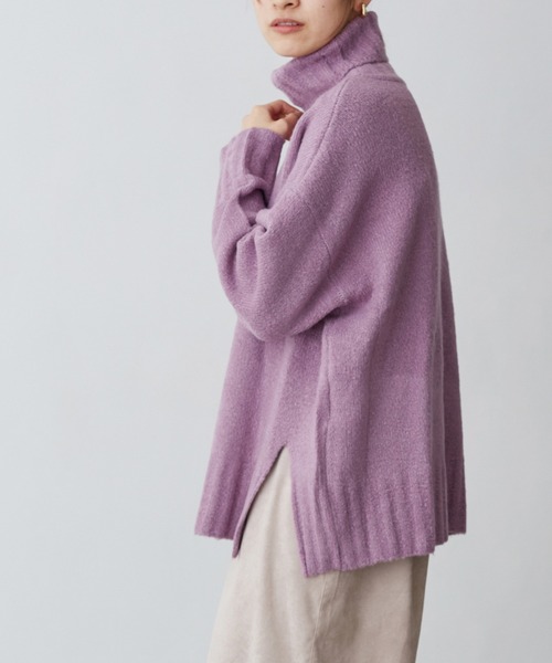 Chaco closet（チャコ クローゼット）の「タートルネックサイドスリットモチモチニット（ニット/セーター・レディース・ブラック/ベージュ/パープル/グレー/カーキ/アイボリー・FREE）」の16枚目の写真