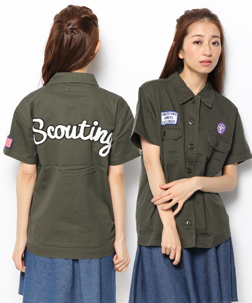 WEGO（ウィゴー）の「WEGO/バックロゴワッペンシャツ（シャツ/ブラウス・レディース・ホワイト/カーキ/インディゴブルー・FREE）」の12枚目の写真