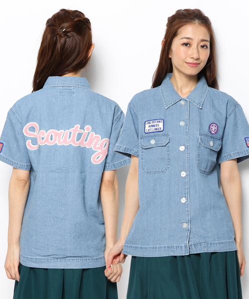 WEGO（ウィゴー）の「WEGO/バックロゴワッペンシャツ（シャツ/ブラウス・レディース・ホワイト/カーキ/インディゴブルー・FREE）」の13枚目の写真