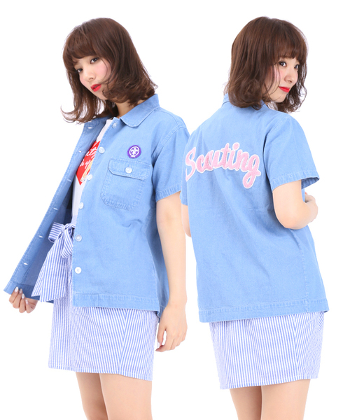 WEGO（ウィゴー）の「WEGO/バックロゴワッペンシャツ（シャツ/ブラウス・レディース・ホワイト/カーキ/インディゴブルー・FREE）」の17枚目の写真