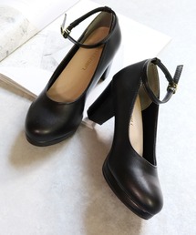 Liberty Doll / ラウンドトゥ 6.5cm チャンキーヒール ストラップパンプス プラットフォーム 美脚 歩きやすい (5487)