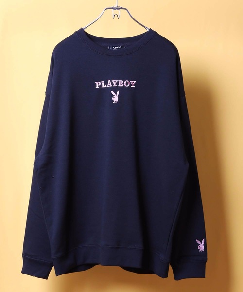 PLAYBOY（プレイボーイ）の「【PLAY BOY/プレイボーイ】裏毛クルートレーナー ブランドロゴ　刺繍（スウェット・レディース・ホワイト/ブラック/ピンク/オレンジ/ベージュ・MEDIUM/LARGE）」の16枚目の写真