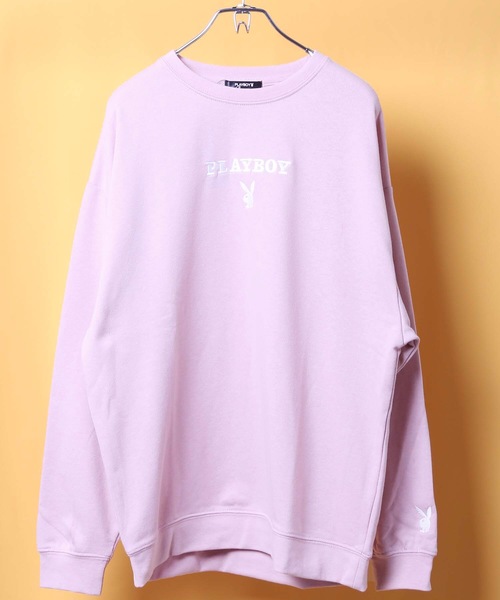 PLAYBOY（プレイボーイ）の「【PLAY BOY/プレイボーイ】裏毛クルートレーナー ブランドロゴ　刺繍（スウェット・レディース・ホワイト/ブラック/ピンク/オレンジ/ベージュ・MEDIUM/LARGE）」の11枚目の写真