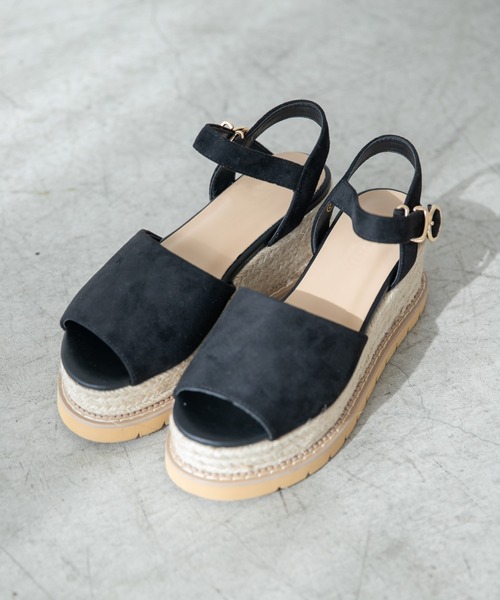 Heather（ヘザー）の「アツゾコフェイクスエードサンダル　886580（サンダル・レディース・ベージュ/ブラック・L/S/M）」の5枚目の写真