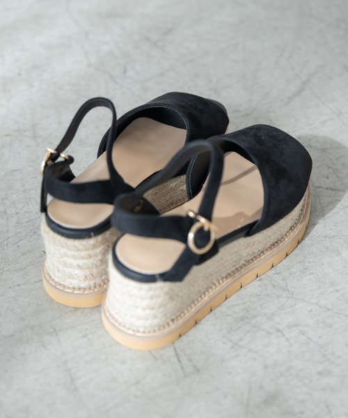 Heather（ヘザー）の「アツゾコフェイクスエードサンダル　886580（サンダル・レディース・ベージュ/ブラック・L/S/M）」の6枚目の写真