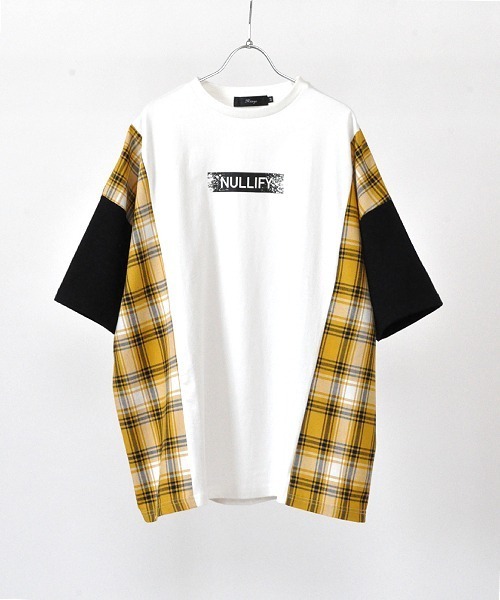 UP START(アップスタート)の「サイドチェックビッグTee(Tシャツ/カットソー)」|ホワイト
