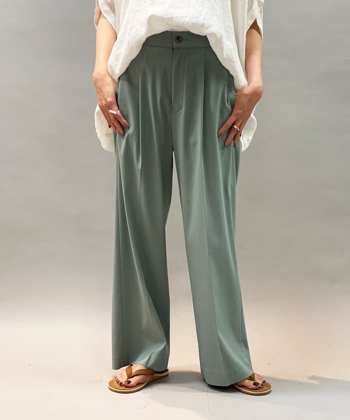 Munich（ミューニック）の「レーヨン麻ワイドパンツ (セットアップ可）（スラックス・レディース・ライトグレー/ブラック/ライトグリーン・S/M/XS）」の21枚目の写真