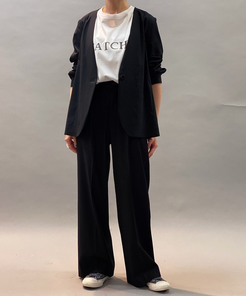 Munich（ミューニック）の「レーヨン麻ワイドパンツ (セットアップ可）（スラックス・レディース・ライトグレー/ブラック/ライトグリーン・S/M/XS）」の6枚目の写真