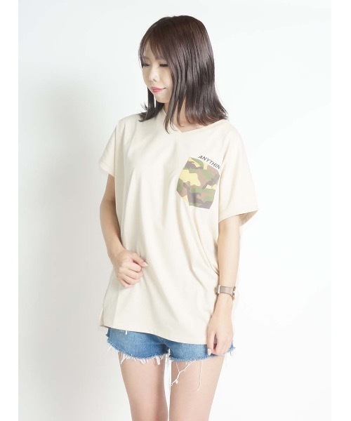 one way(ワンウェイ)の「柄ポケットバックロゴTシャツ(Tシャツ/カットソー・レディース・ホワイト/ベージュ/ブラック/ブラック系その他/ダークグリーン・FREE)」の13枚目の写真