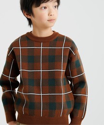 ARCH & LINE（アーチアンドライン）の「ジャガード チェック クルーネックセーター（ニット/セーター・キッズ）」