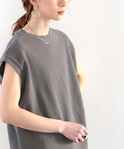 classicalelf(クラシカルエルフ)の「ふわり柔らか♪USAコットン&パイル地ノースリーブトップス(Tシャツ/カットソー・レディース・ホワイト/ブラック/グレー/グレイッシュベージュ・MEDIUM/LARGE/X-LARGE)」の7枚目の写真