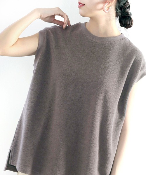 classicalelf(クラシカルエルフ)の「ふわり柔らか♪USAコットン&パイル地ノースリーブトップス(Tシャツ/カットソー・レディース・ホワイト/ブラック/グレー/グレイッシュベージュ・MEDIUM/LARGE/X-LARGE)」の8枚目の写真