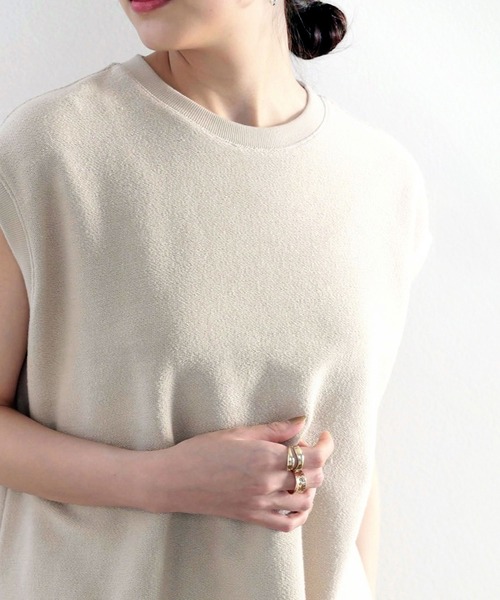 classicalelf(クラシカルエルフ)の「ふわり柔らか♪USAコットン&パイル地ノースリーブトップス(Tシャツ/カットソー・レディース・ホワイト/ブラック/グレー/グレイッシュベージュ・MEDIUM/LARGE/X-LARGE)」の14枚目の写真