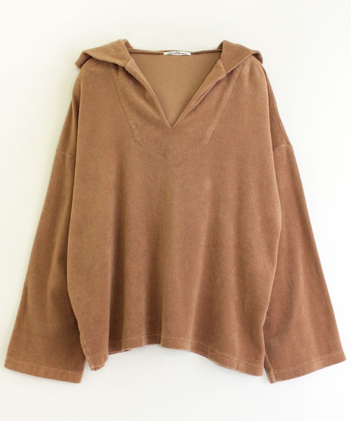 RNA-N（アールエヌエーエヌ）の「M1581 クリーンパイルフーディプルオーバー（パーカー・レディース・ブラウン/グレー/キナリ・MEDIUM）」の7枚目の写真