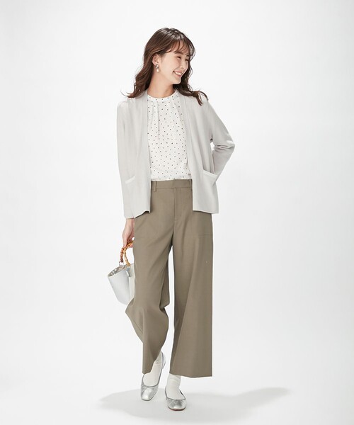 J.PRESS(ジェイプレス)の「【洗える】ポリエステル デシンハケメプリント ブラウス(シャツ/ブラウス・レディース・ネイビー系5/ブラウン系5/アイボリー系5・T15/T13)」の5枚目の写真