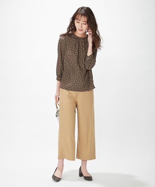 J.PRESS(ジェイプレス)の「【洗える】ポリエステル デシンハケメプリント ブラウス(シャツ/ブラウス・レディース・ネイビー系5/ブラウン系5/アイボリー系5・T15/T13)」の6枚目の写真