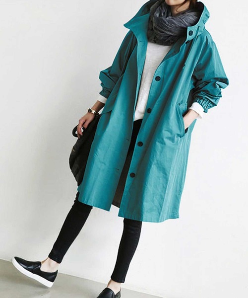 LUGG NAGG(ラグナグ)の「【M~XL対応】フーデッドモッズコート(モッズコート・レディース・ブラック/ベージュ/ネイビー/レッド/カーキ/ターコイズブルー/グレイッシュブルー/ライトグレー・LL/M/L)」の6枚目の写真