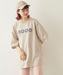 【timecapsule】「レトロなデイジー」プリント半袖ビッグTシャツ
