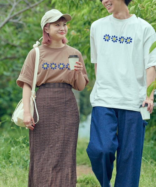 timecapsule（タイムカプセル）の「【timecapsule】「レトロなデイジー」プリント半袖ビッグTシャツ（Tシャツ/カットソー・レディース・ホワイト/ミント/モカ/ライトベージュ・FREE）」の14枚目の写真