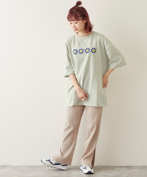 timecapsule（タイムカプセル）の「【timecapsule】「レトロなデイジー」プリント半袖ビッグTシャツ（Tシャツ/カットソー・レディース・ホワイト/ミント/モカ/ライトベージュ・FREE）」の11枚目の写真