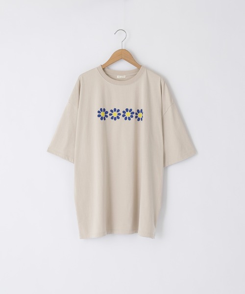 timecapsule（タイムカプセル）の「【timecapsule】「レトロなデイジー」プリント半袖ビッグTシャツ（Tシャツ/カットソー・レディース・ホワイト/ミント/モカ/ライトベージュ・FREE）」の5枚目の写真